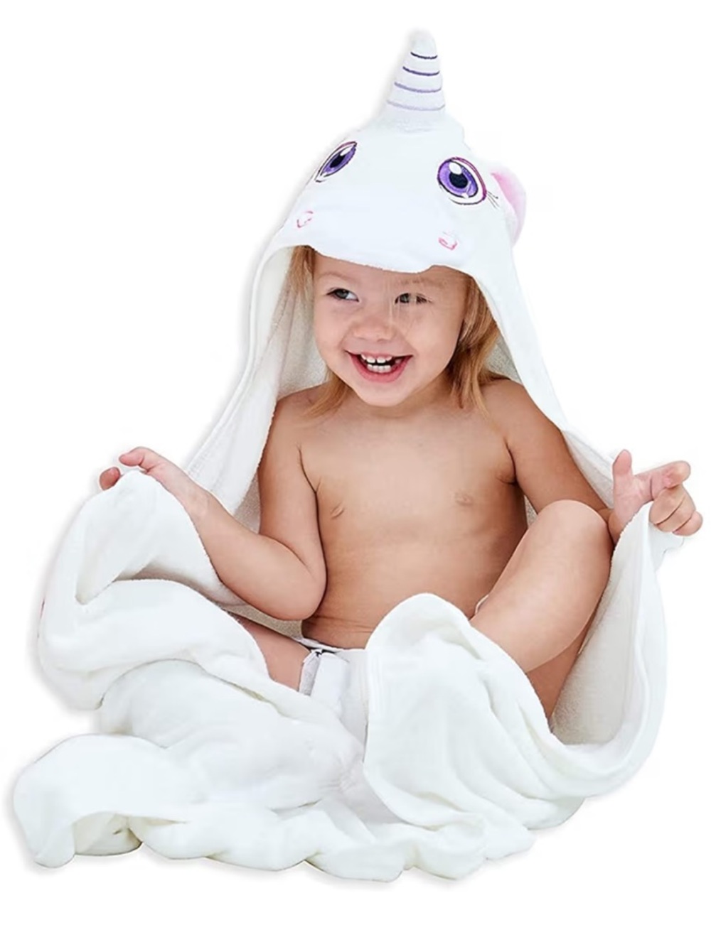 White Unicorn Hooded Baby Towel NWT